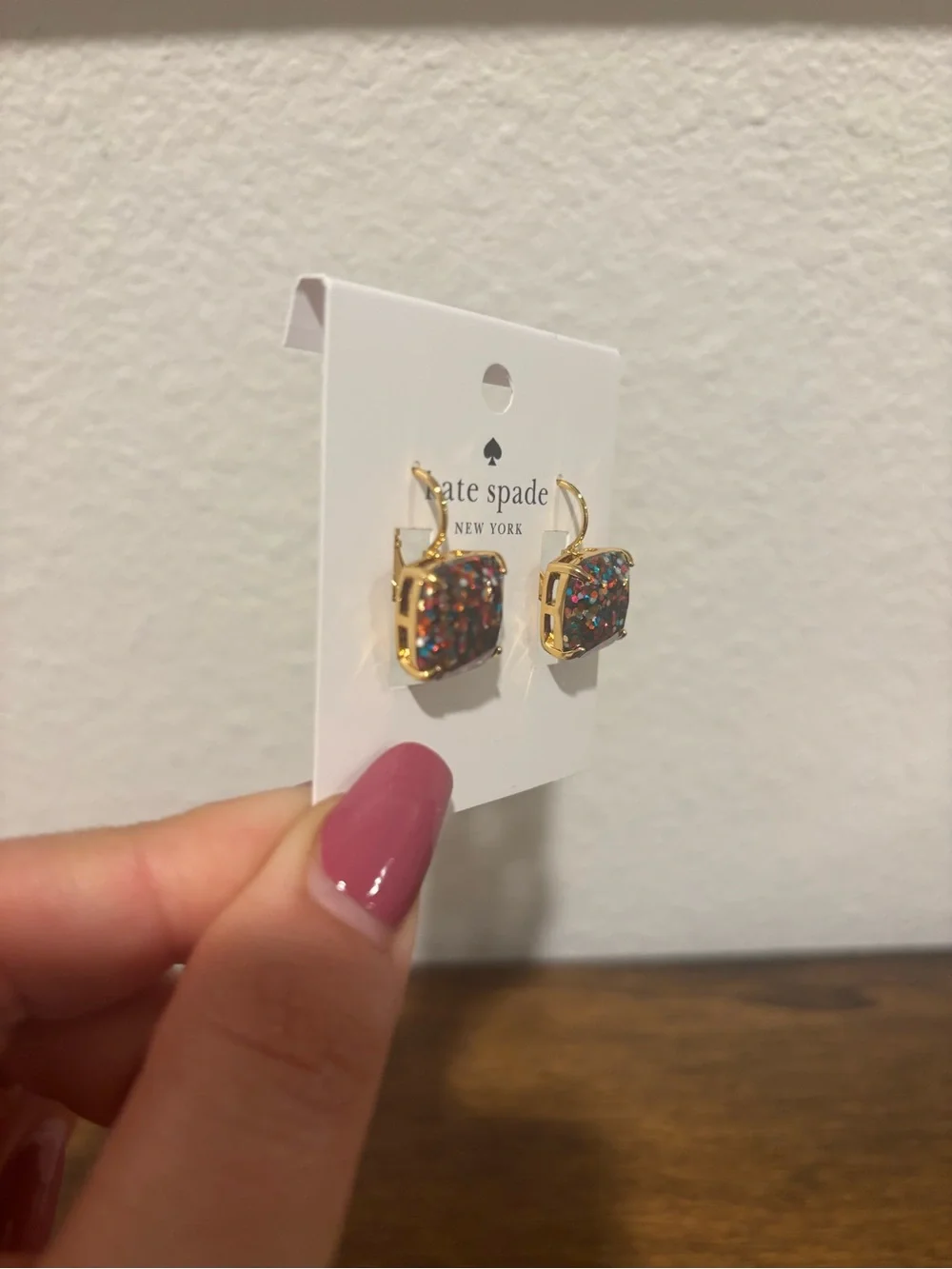 kate spade multicolor glitter square drop earrings - Picture 4 of 6